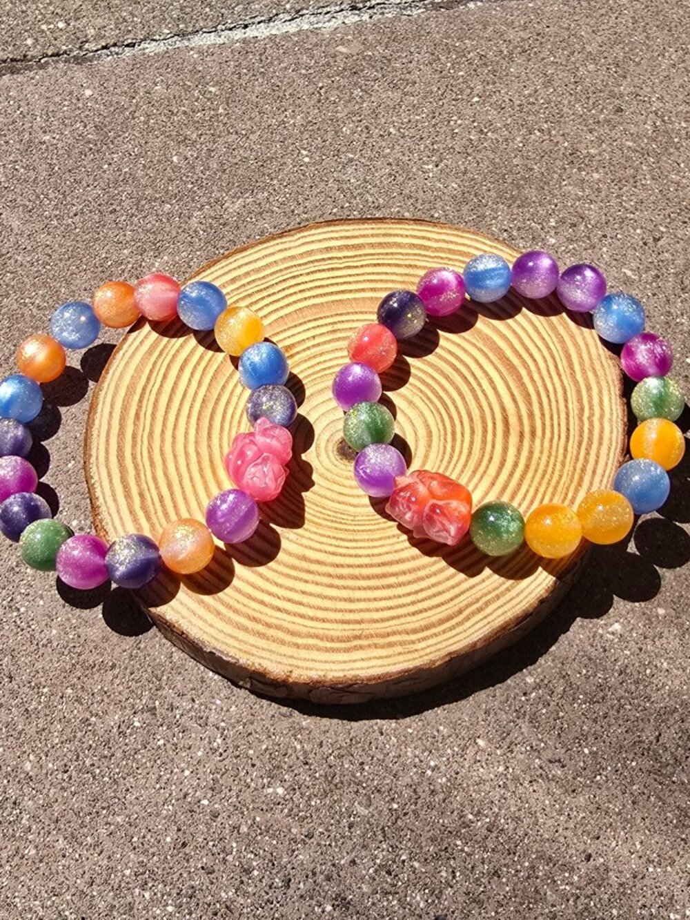 Handmade ✦ UV Reactive Color‑Changing Bracelet ✦ Nine‑Tail Fox Accent 10mm NWT - Picture 8 of 16